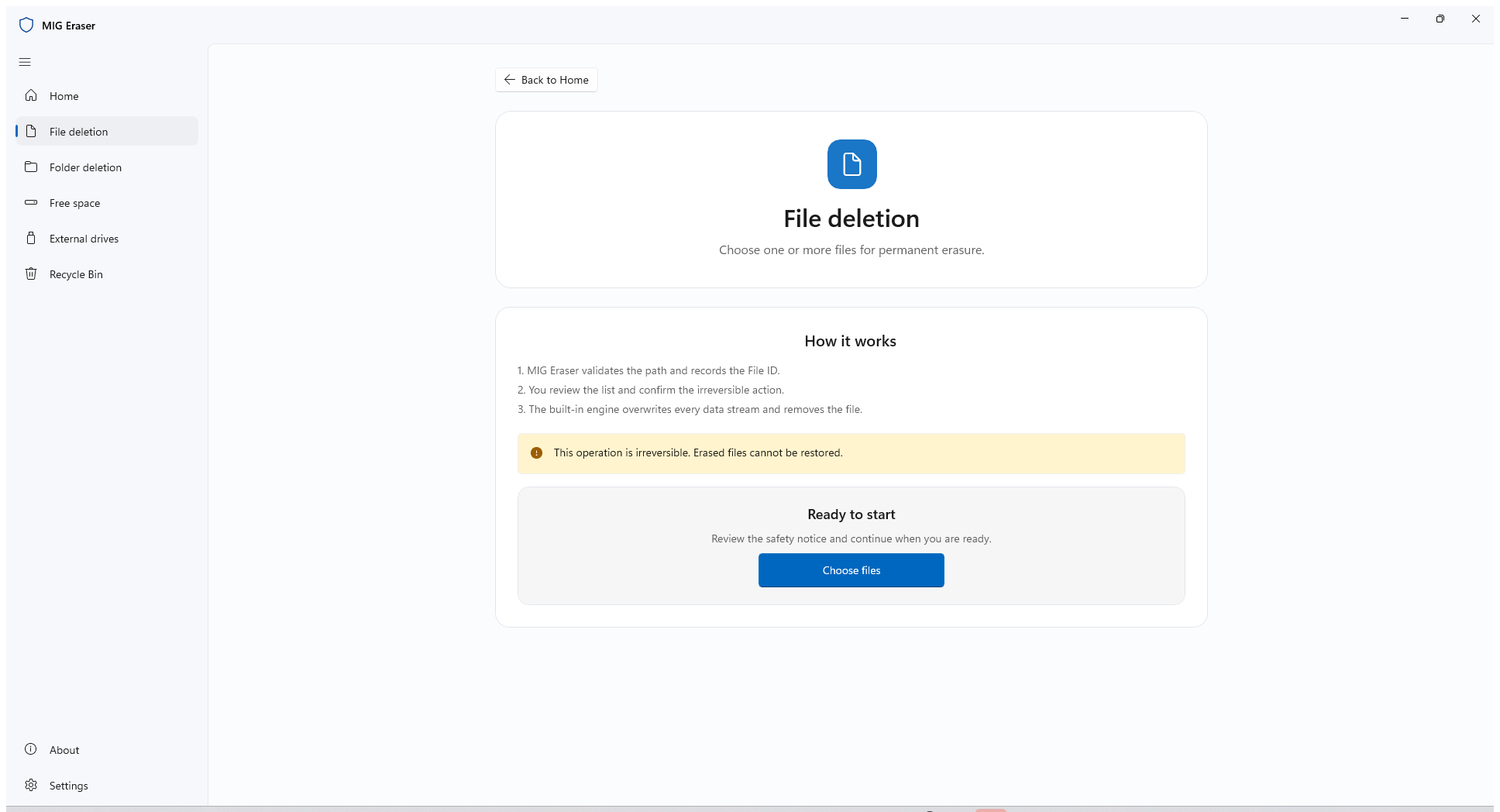 MIG Eraser screenshot