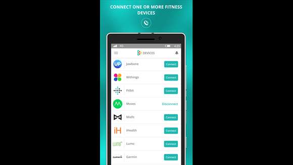 Screenshot: Connect one or more fitness devices