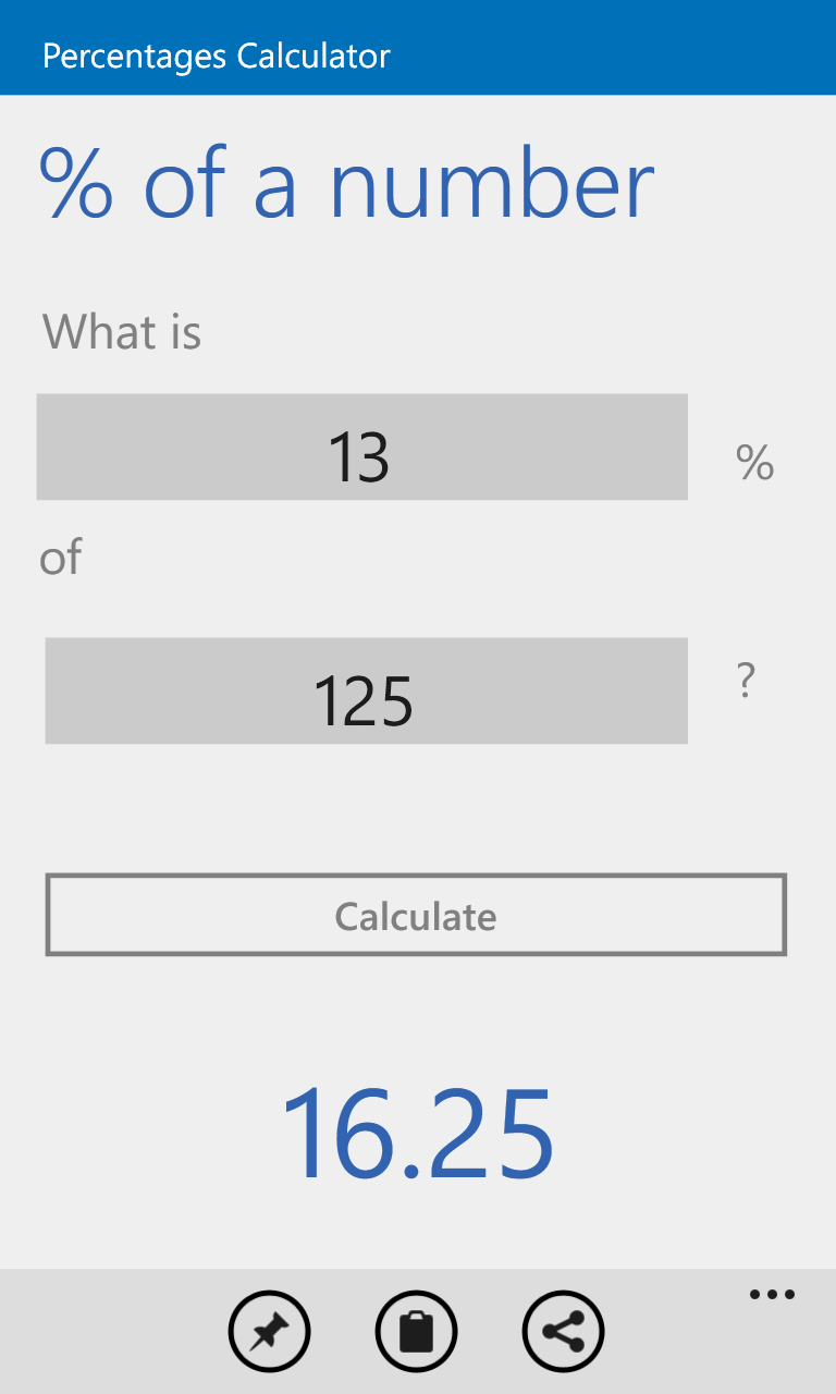 Percentages Calculator For Windows 10 Mobile