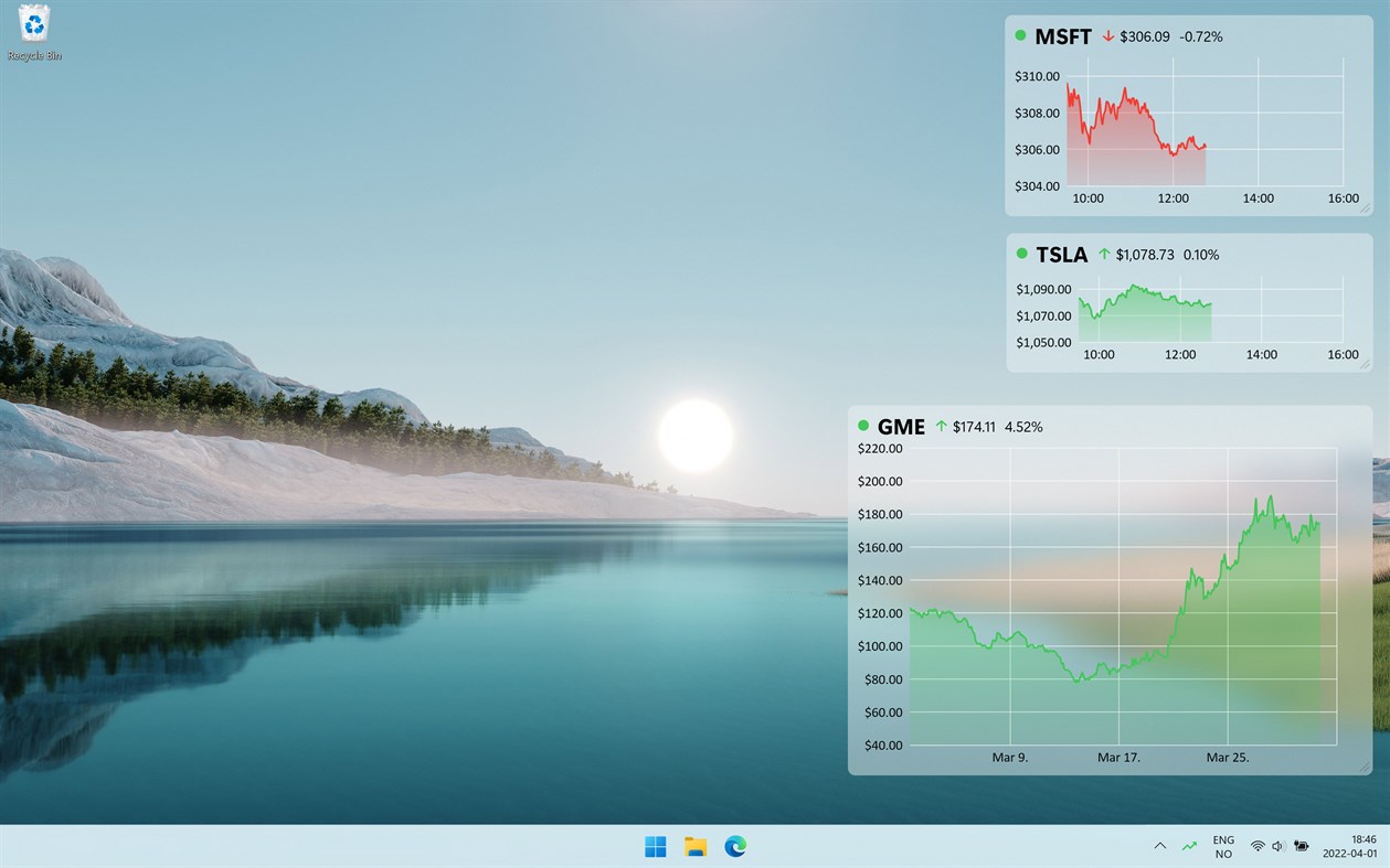 #1. Swish (Stock Desktop Widget) (Windows) di: Konfluent AS
