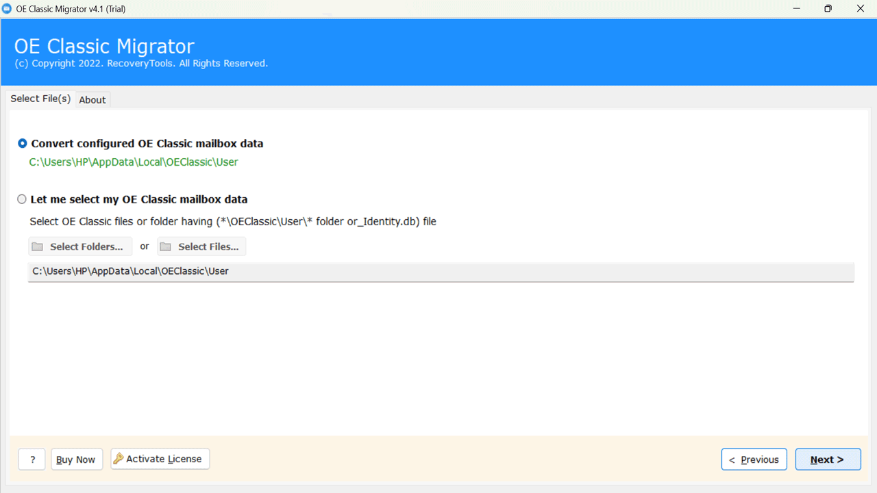 Snapshot 3 of RecoveryTools OE Classic Migrator