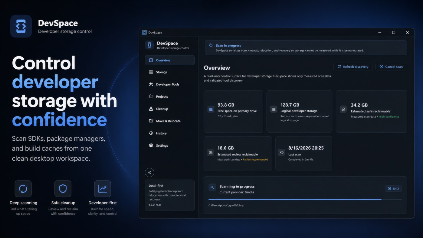 #1. DevSpace: Developer Storage Manager (Windows) Door: MokaIO
