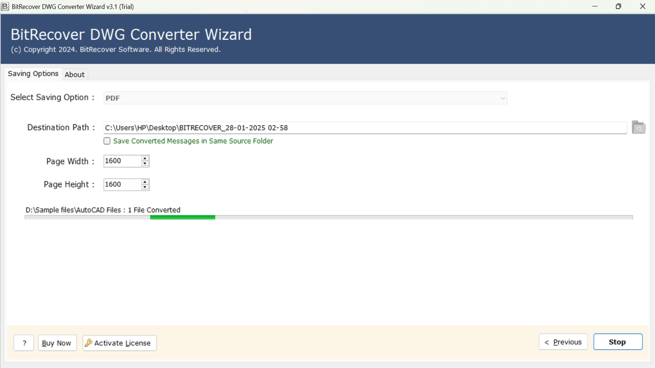 Snapshot 5 of BitRecover for DWG to HTML Converter