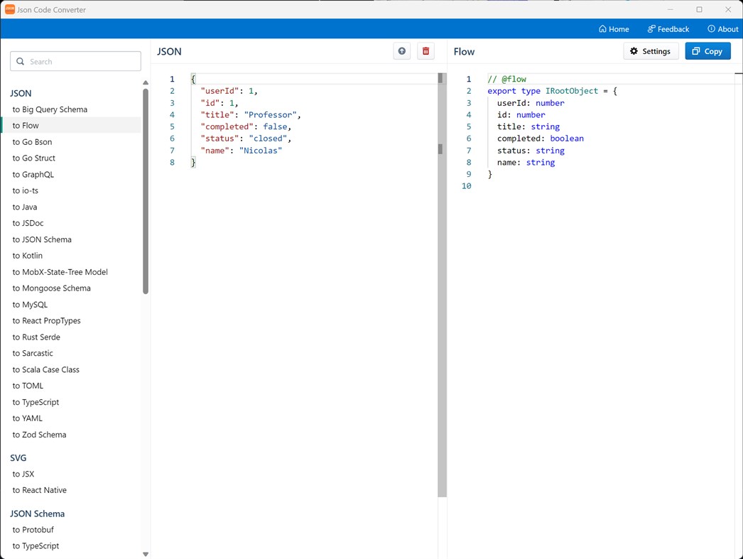 #2. Json Code Converter (Windows) Ved: B4C Studio