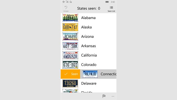 License Plate Game List