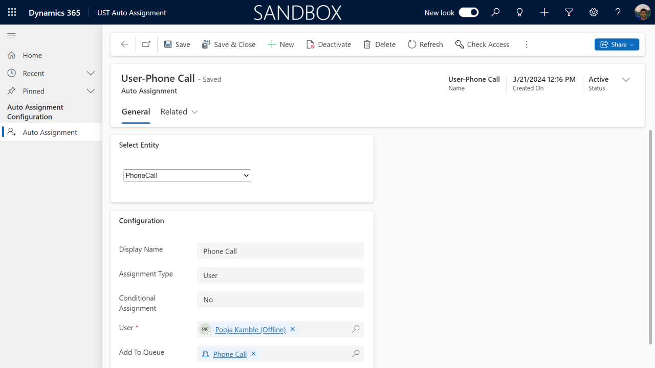 Snapshot 2 of UST Auto Assignment for Dynamics 365