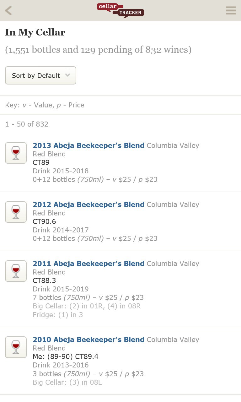 CellarTracker for Windows 10 Mobile