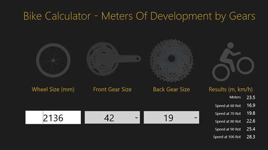 Bike Gear Meters of Development Calculator screenshot 1