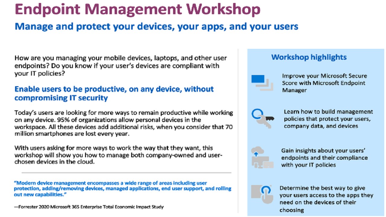 Snapshot 1 of 3-Day Endpoint Management Workshop