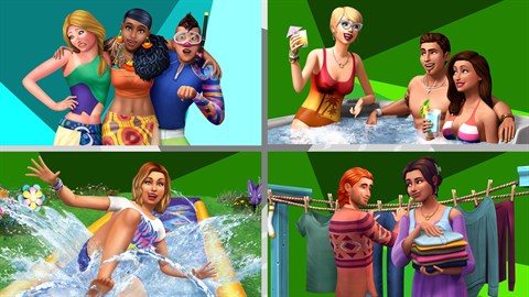《The Sims™ 4》室外享樂同捆包 - 島嶼生活、完美露台組合、休閒後院組合、快樂洗衣日組合