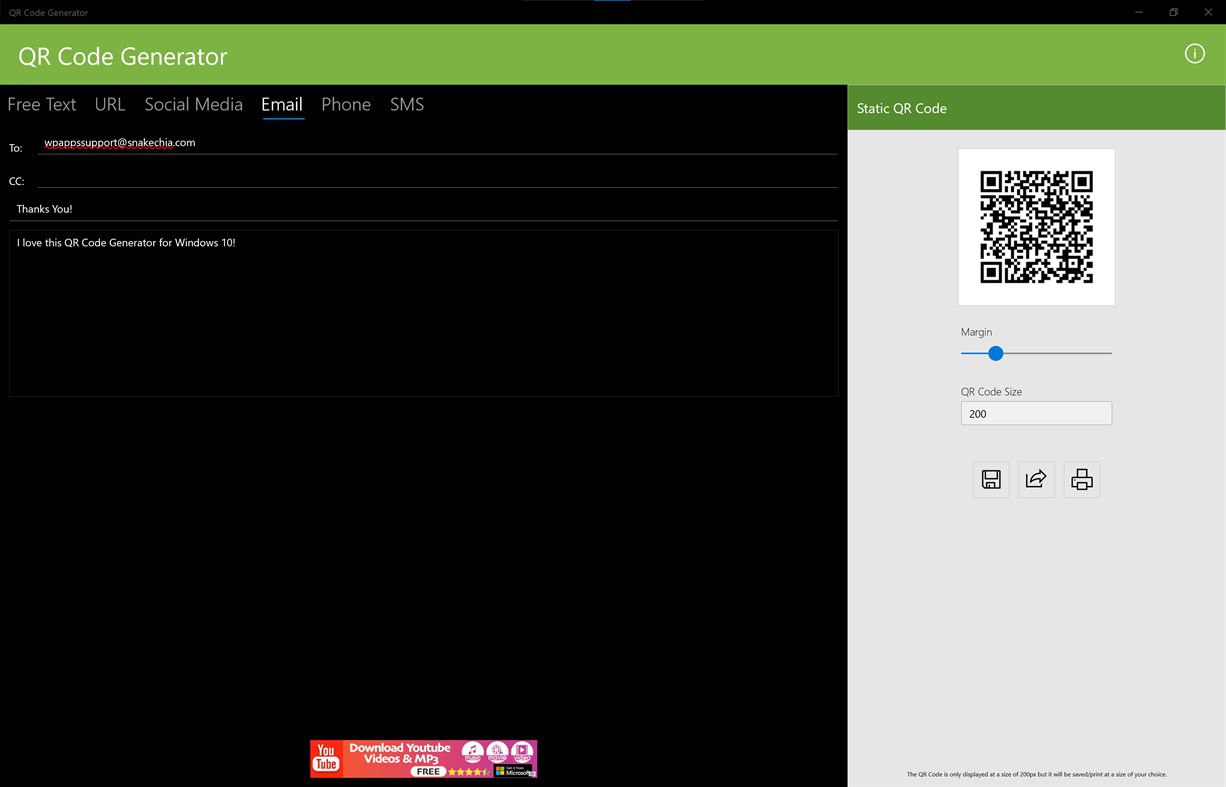 #4. QR Code Generator for Windows 10 (Windows) بواسطة: Snake Chia