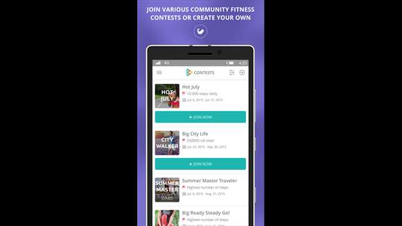 Screenshot: Join various community fitness contests or create your own