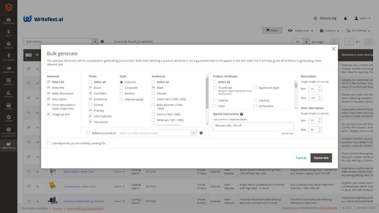 Snapshot 4 of WriteText.ai for Magento