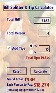 Bill Splitter & Tips Calculator screenshot 1