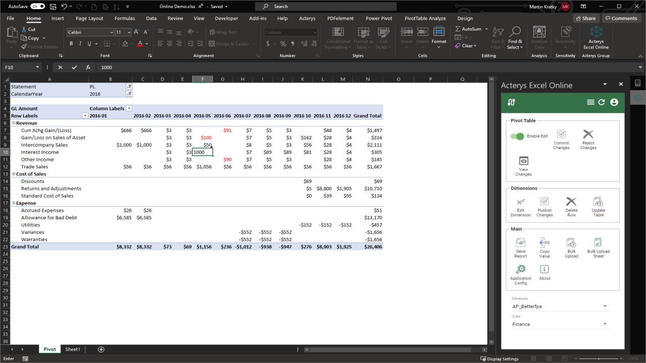 Snapshot 3 of NetSuite App for Planning, Reporting & Consolidation