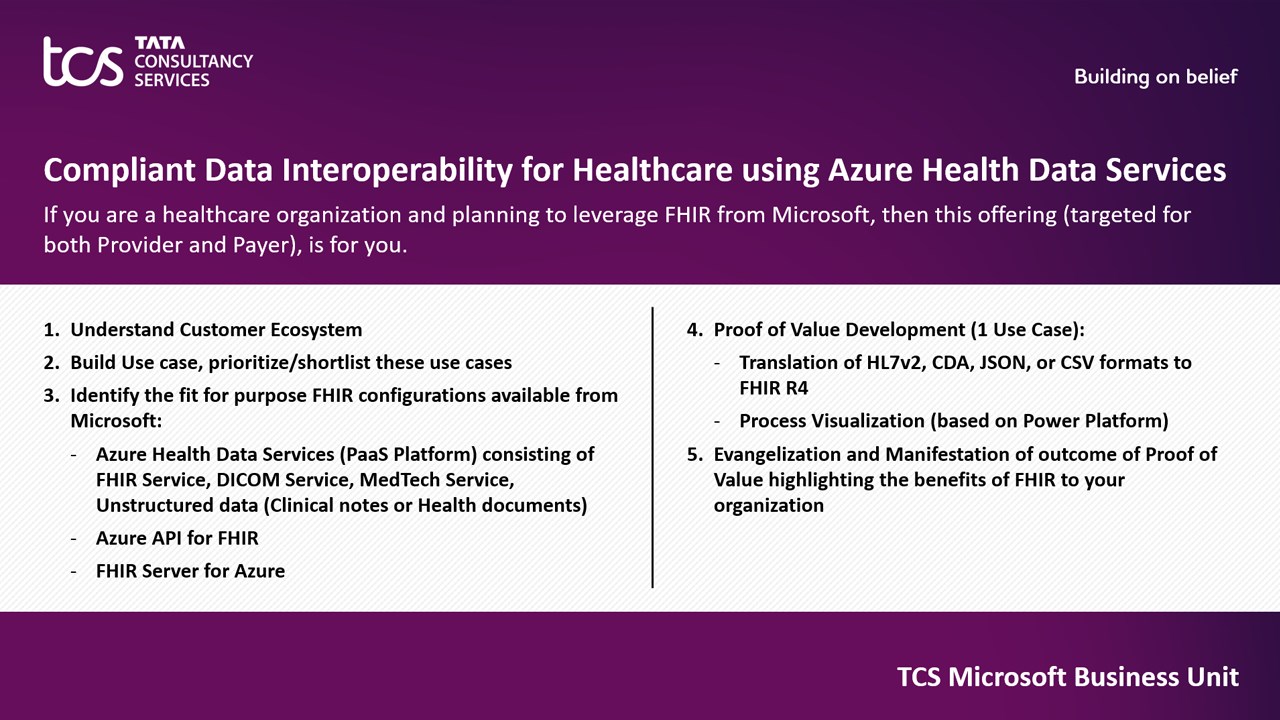 Snapshot 1 of Compliant Healthcare Data Interoperability using Azure Health Data Services: 10-Week Assessment