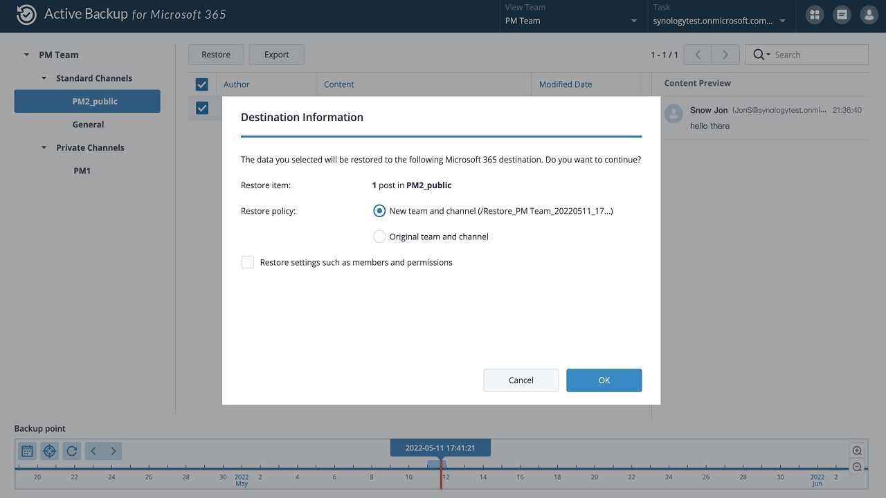 Snapshot 7 of Synology Active Backup for Microsoft 365