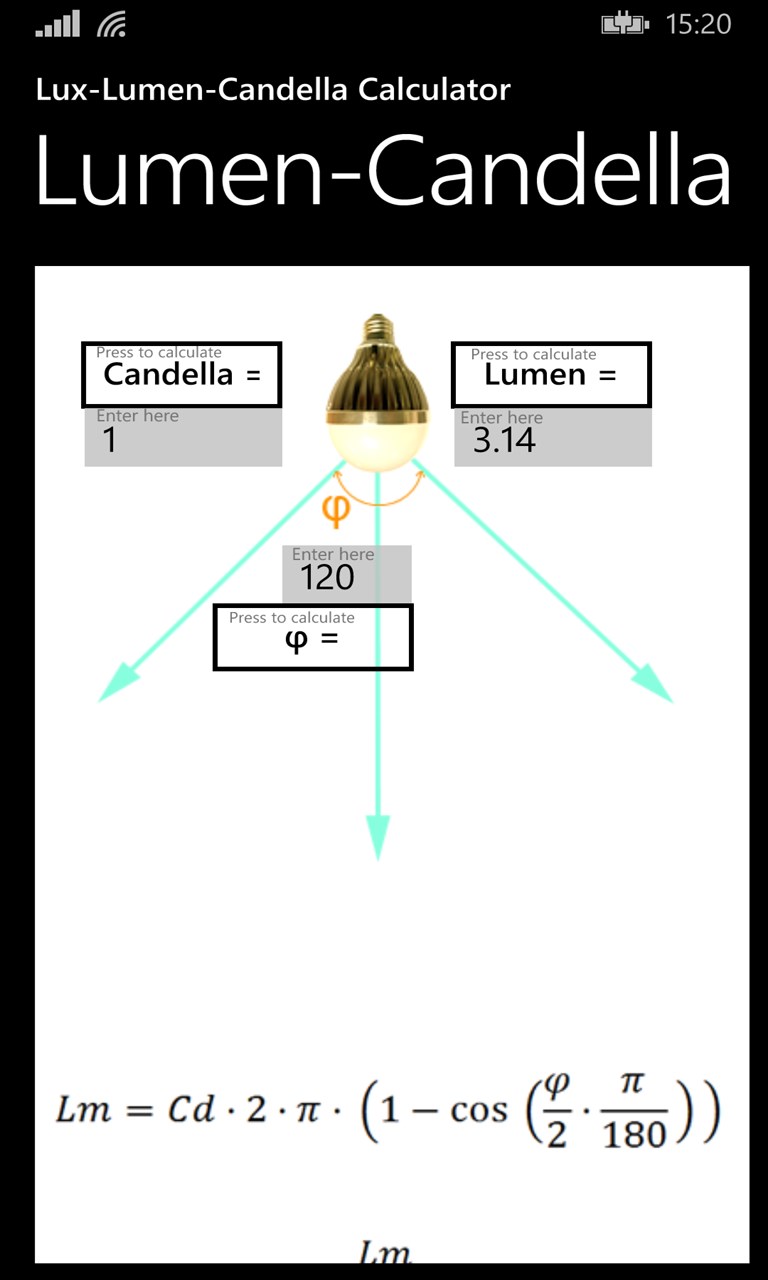 Lux Lumen Candella Calculator for Windows 10