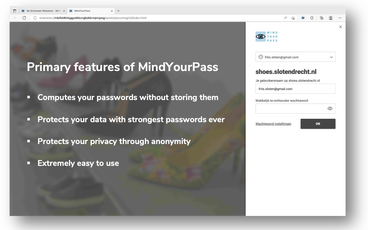 MindYourPass on the fly password generator
