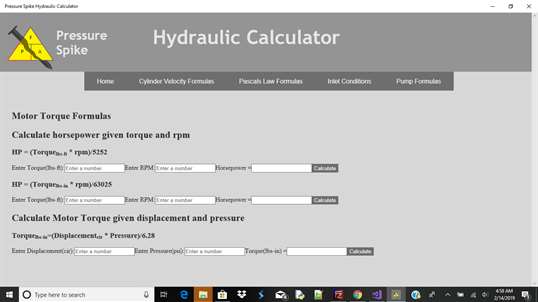 Pressure Spike Hydraulic Calculator screenshot 1