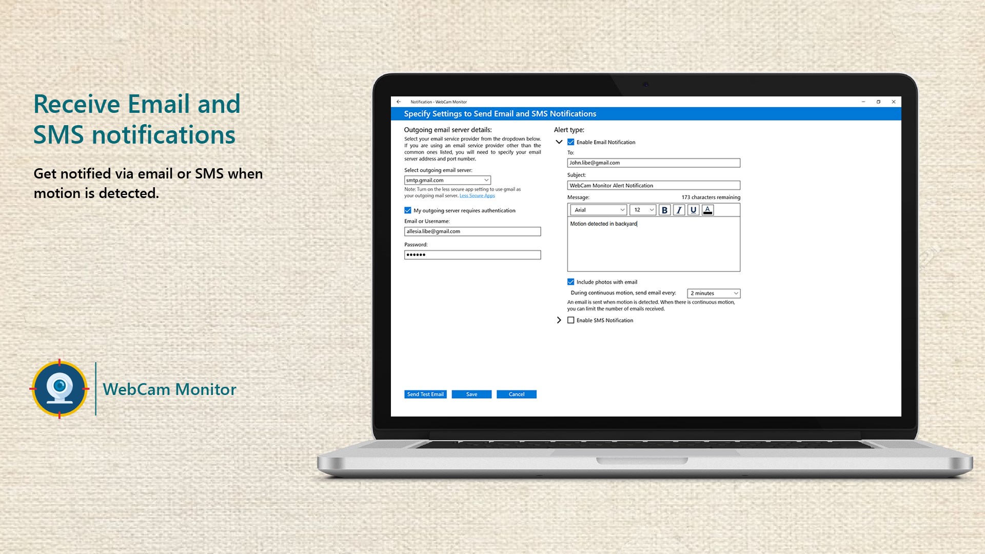 Receive Email and SMS notifications