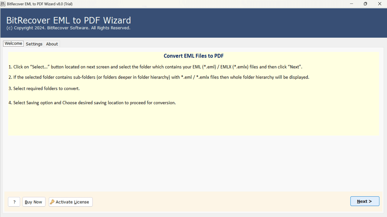 Snapshot 2 of BitRecover EML to PDF Converter