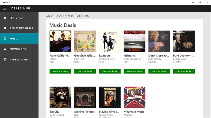 Screenshot: Discounts on top albums