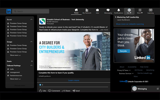 Linkedin Dark Mode