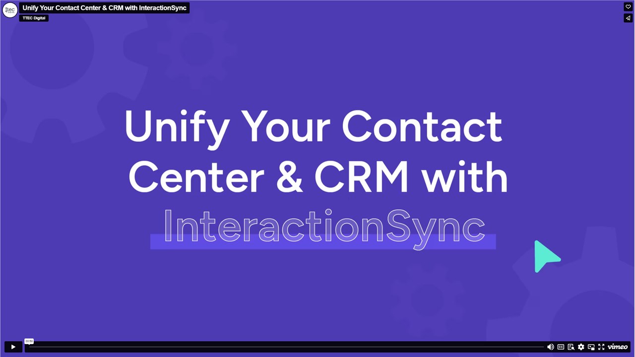 Snapshot 1 of InteractionSync for Cisco Webex Contact Center from TTEC Digital