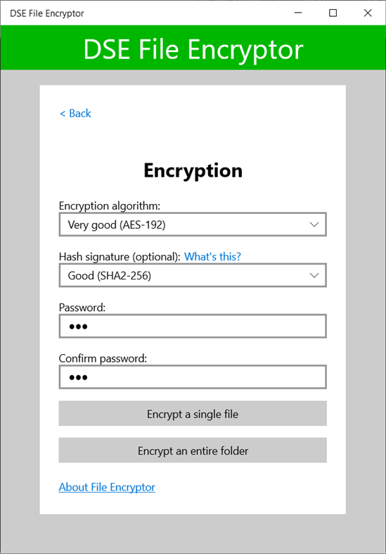 #2. DSE File Encryptor (Windows) By: Data Safety Expert