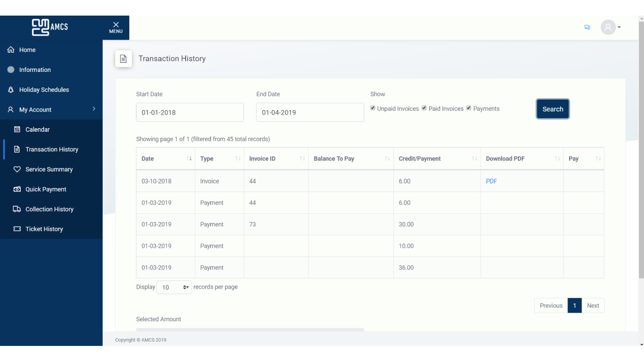 Snapshot 6 of AMCS Platform