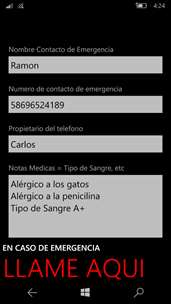 Contacto de Emergencia screenshot 1