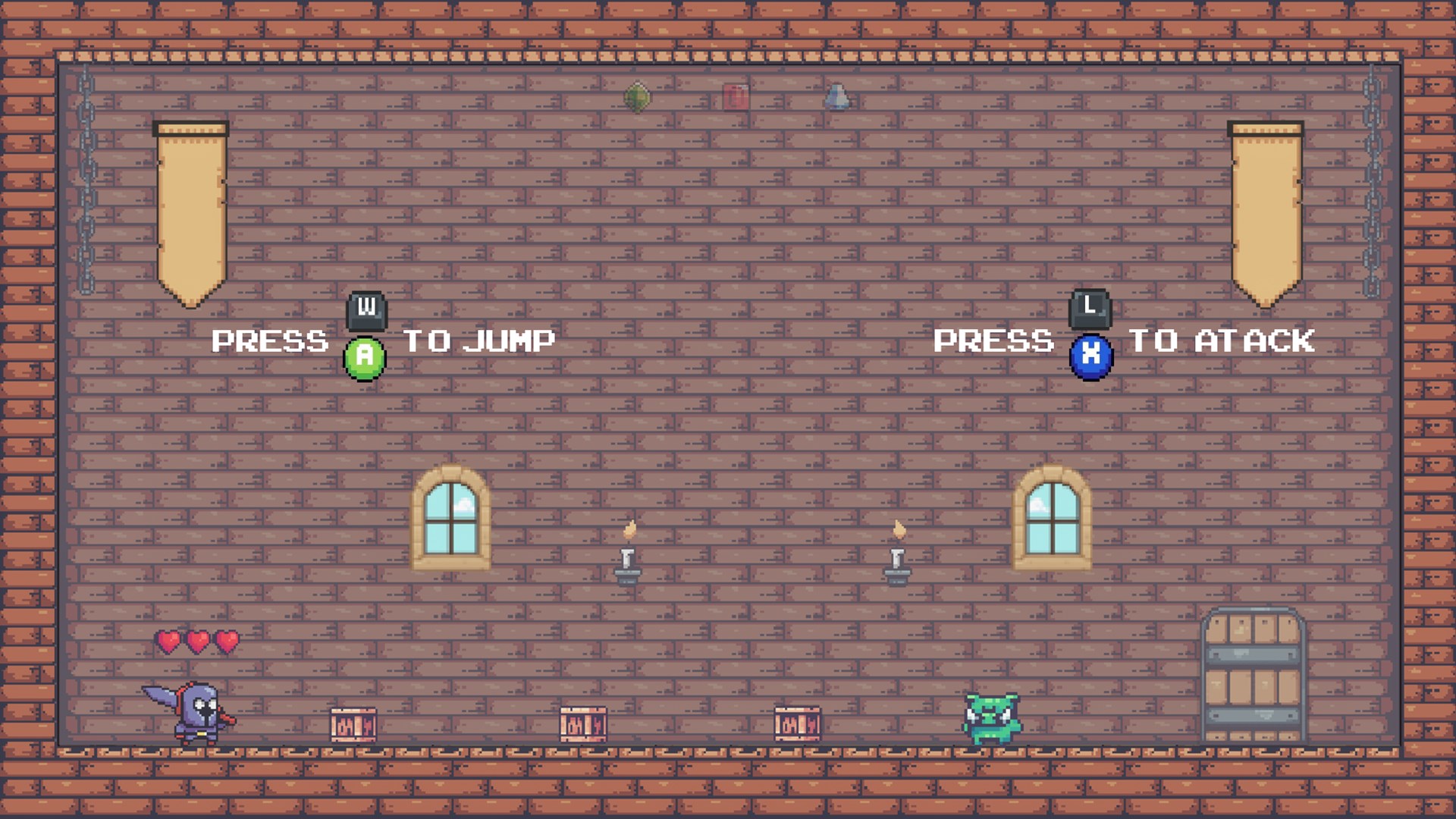 遊戲採用經典像素風格，展現地下城冒險場景