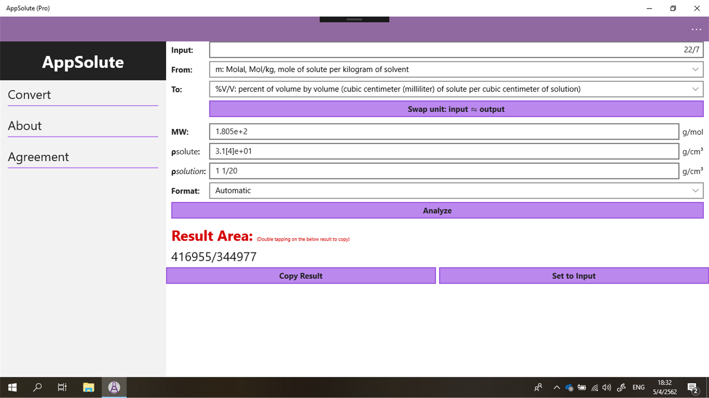 #1. AppSolute (Pro): the Concentration converter (Windows) 来自: Kanokkul, Sinkanok Groups