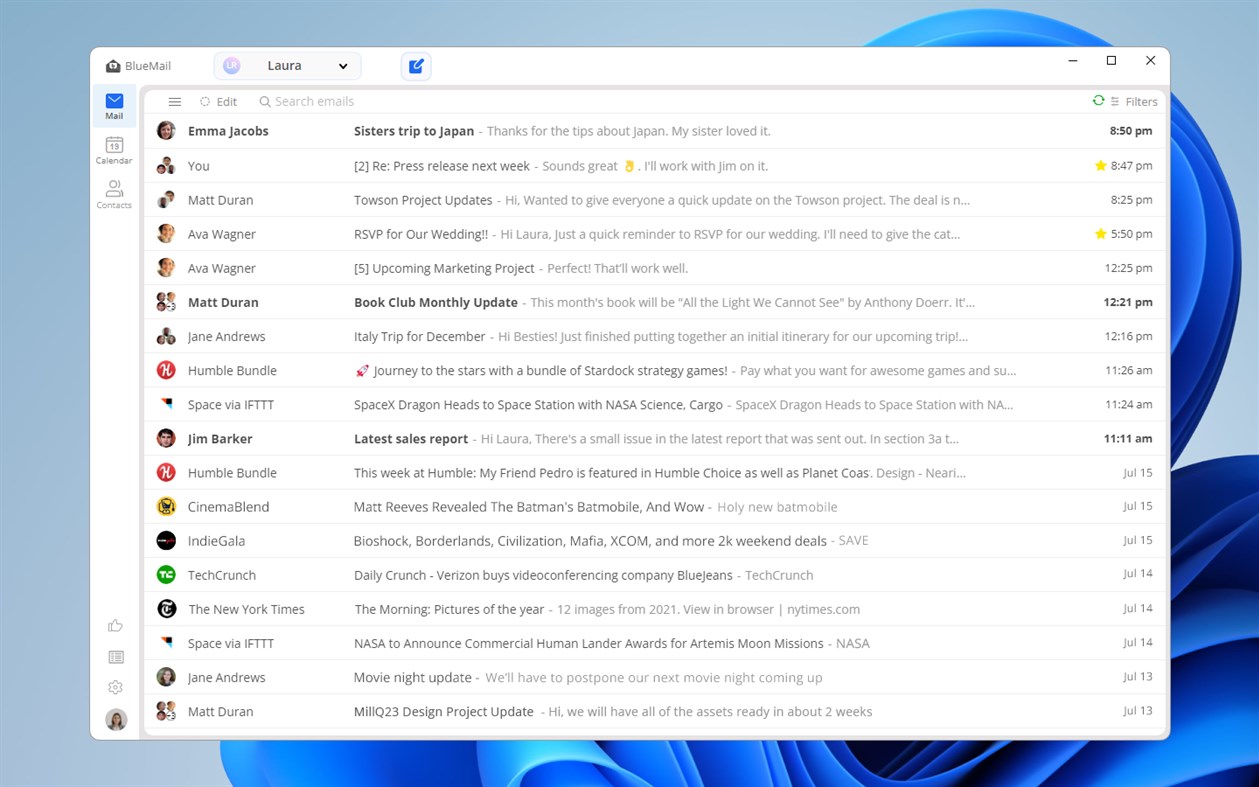 #9. Blue Mail - Email & Calendar (Windows) Podle: Blix Inc