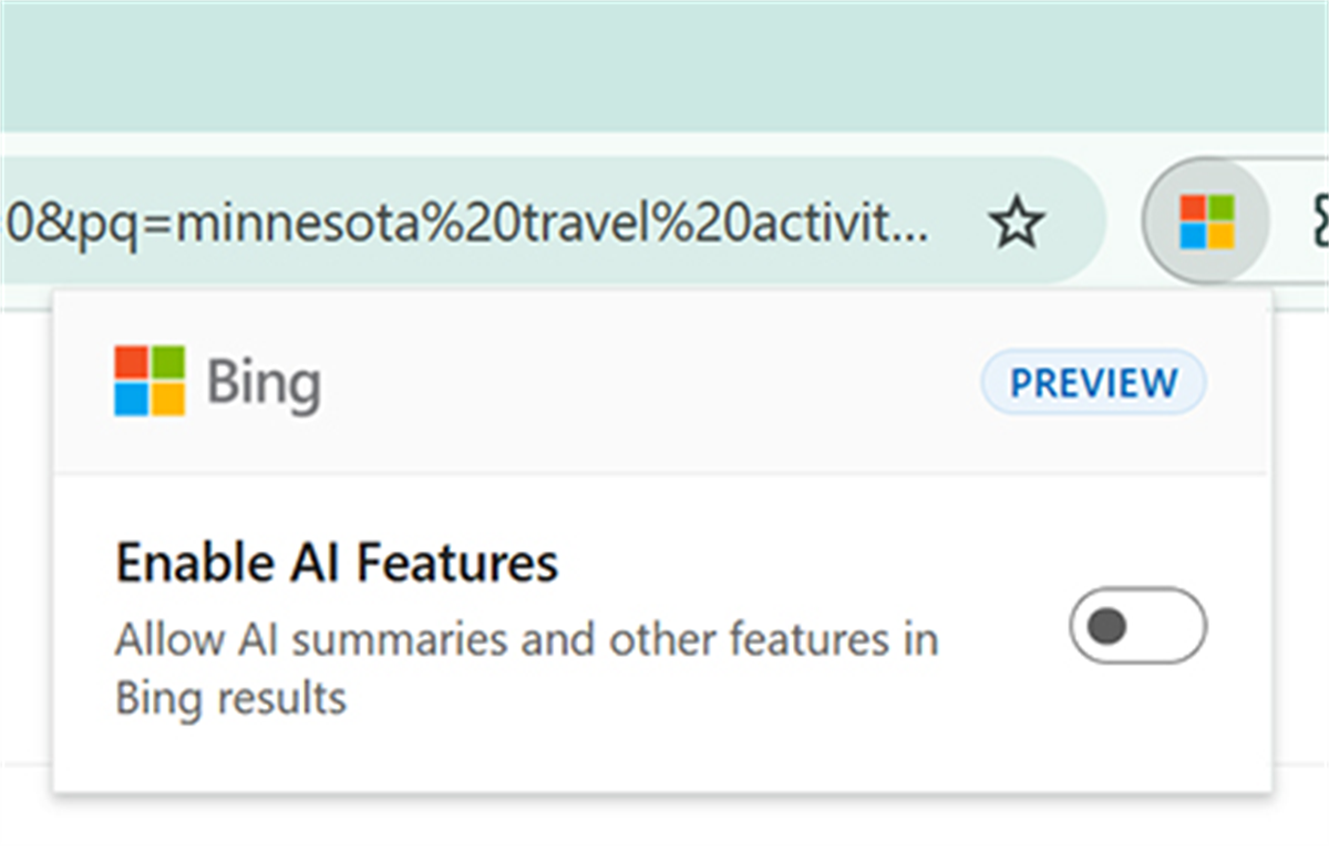 Microsoft Bing AI Search Choice