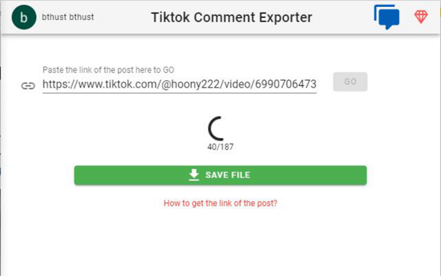 Tiktok Comment Saver | Save comments in CSV