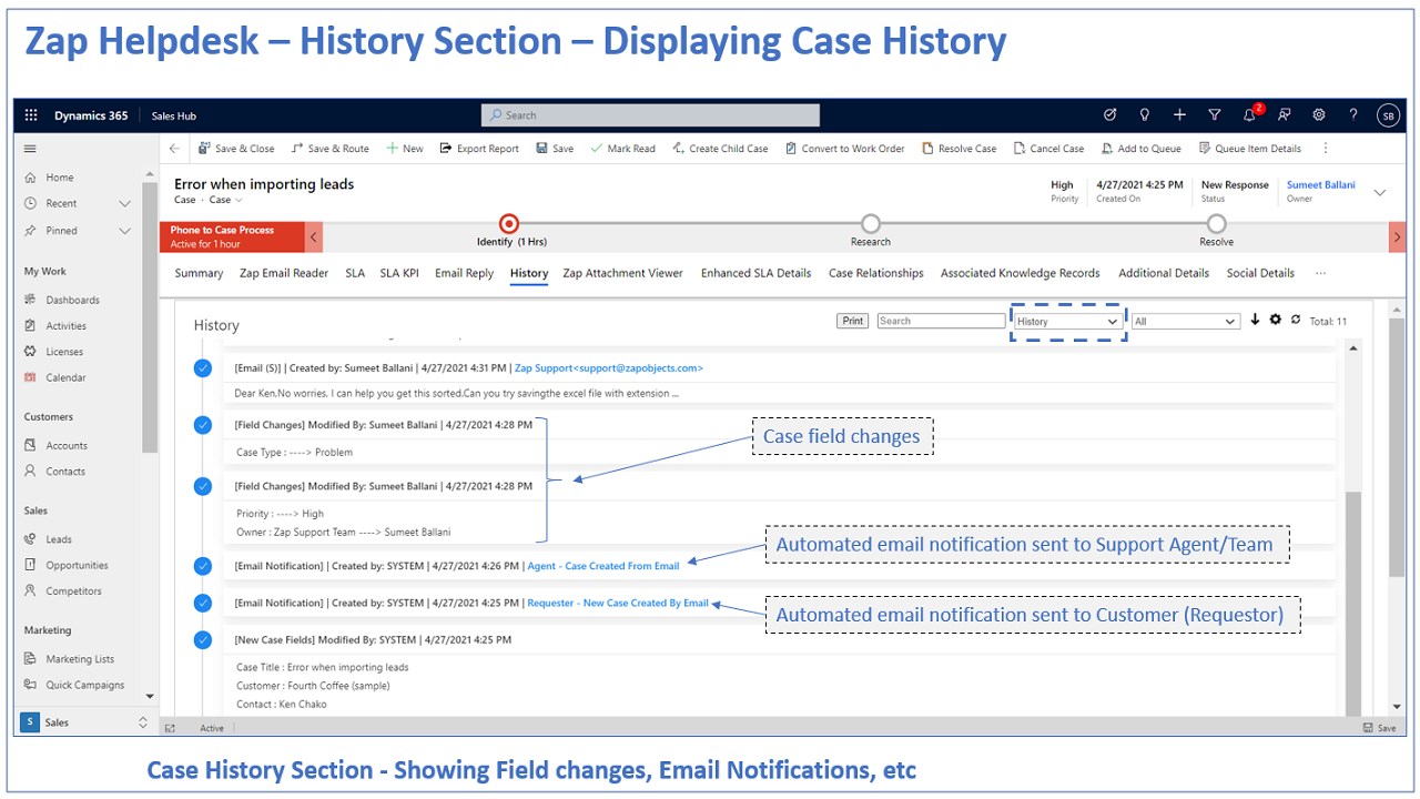 Snapshot 2 of Zap Helpdesk - Email to Case