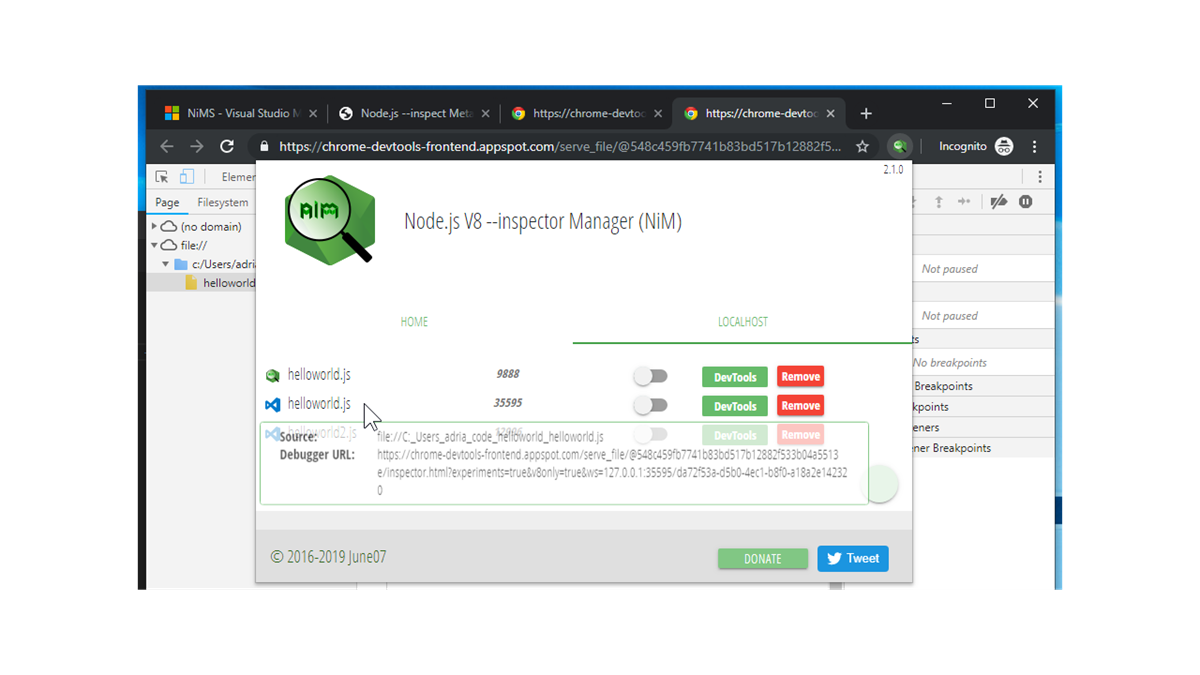 Node Inspector Manager (NIM) - DevTools for Node