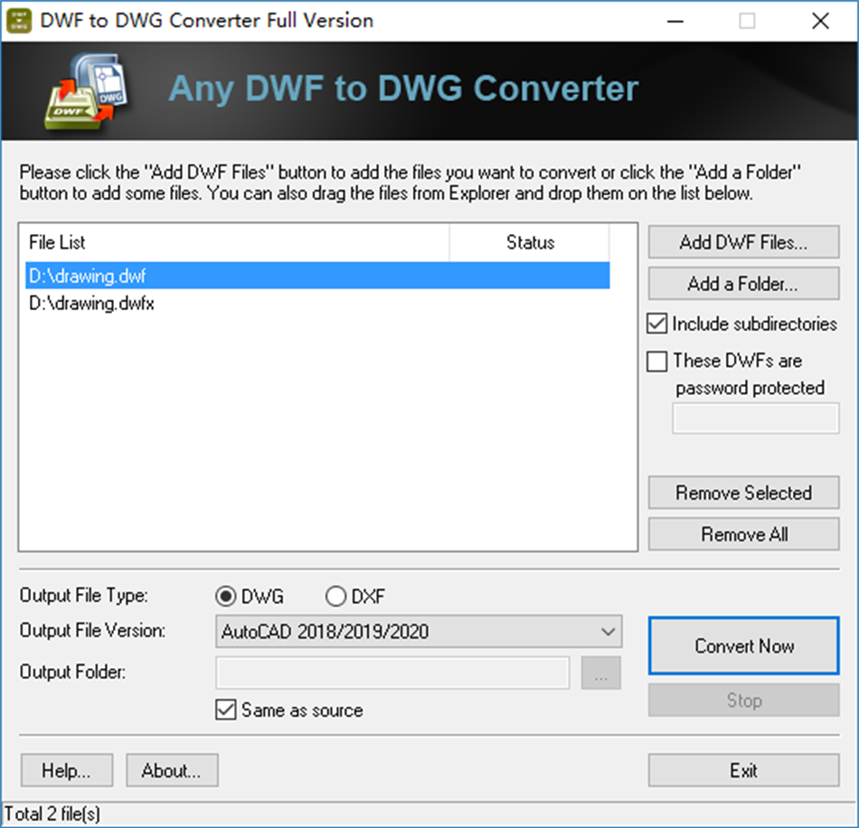 DWF to DWG Converter Full Version (Windows) 由: AnyDWG Software