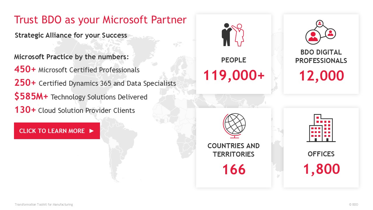 Snapshot 4 of BDO Dynamics 365 Transformation Toolkit for Manufacturing