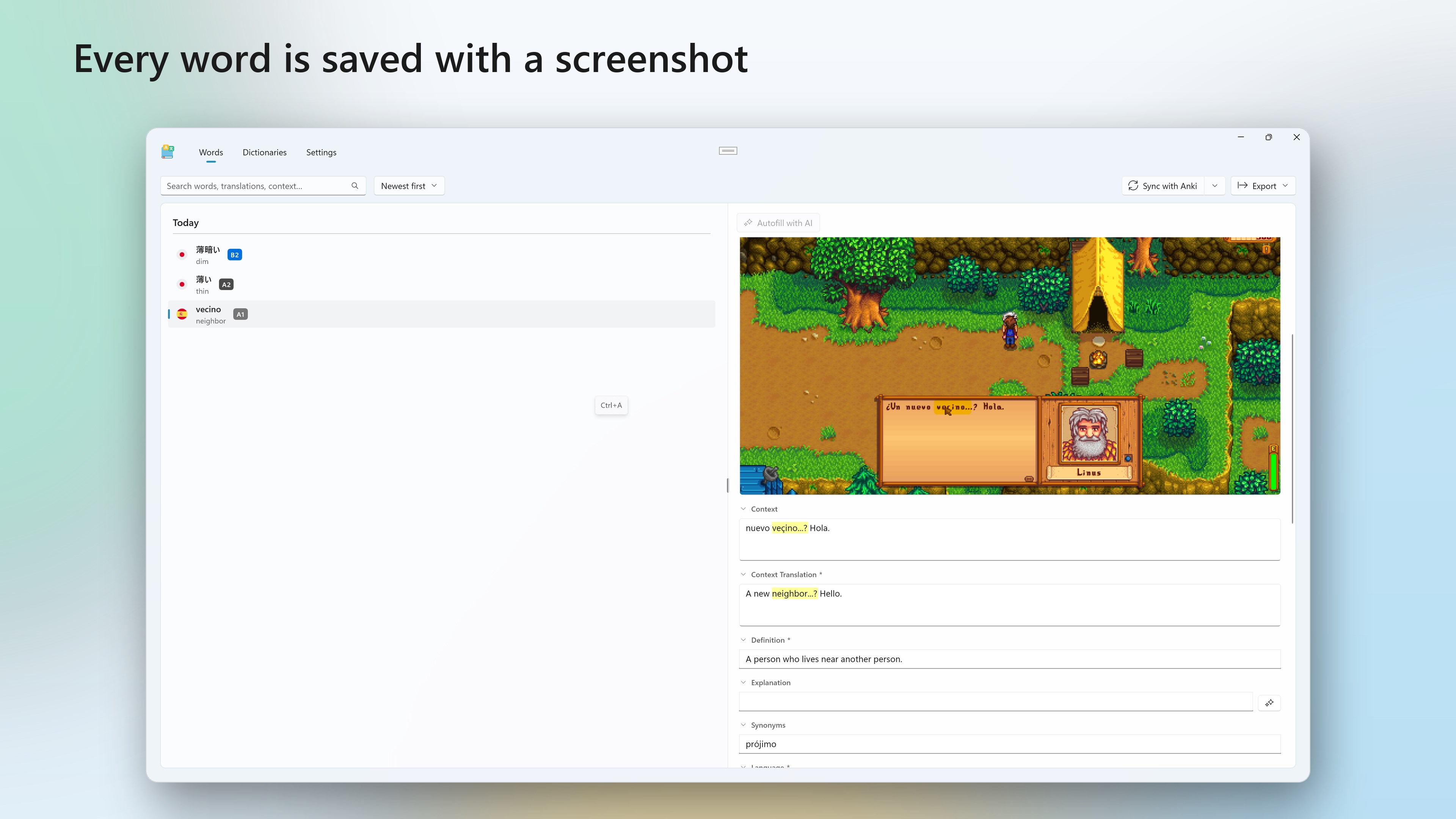 Lookupper: Screen Translator & Dictionary for Games screenshot