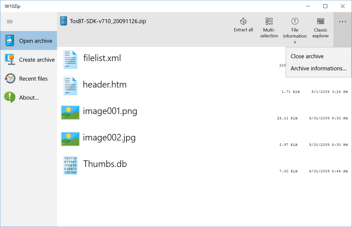 #1. W10Zip (Windows) By: Medieval Software