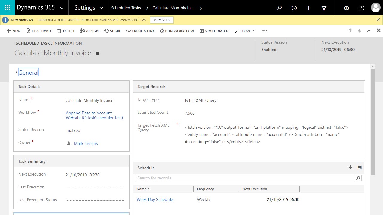 Snapshot 1 of Automated Task Scheduler for D365