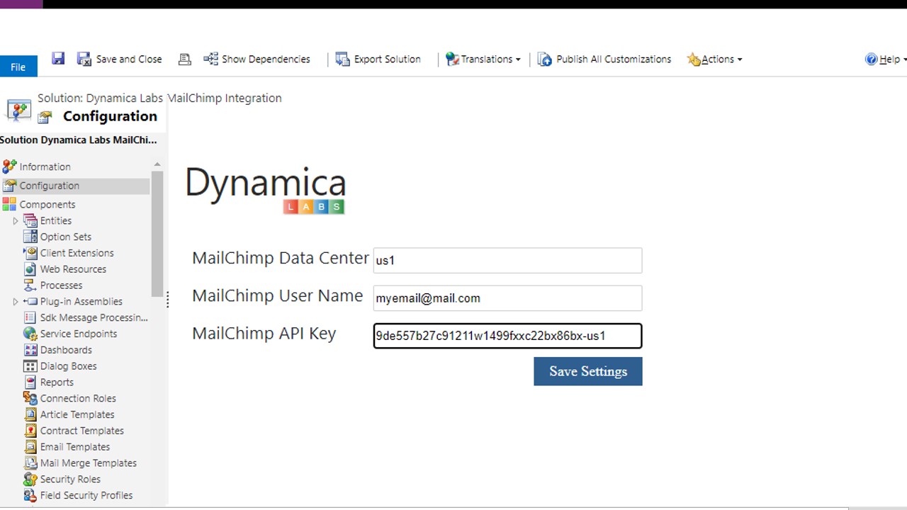 Snapshot 1 of Dynamica MailChimp Integration