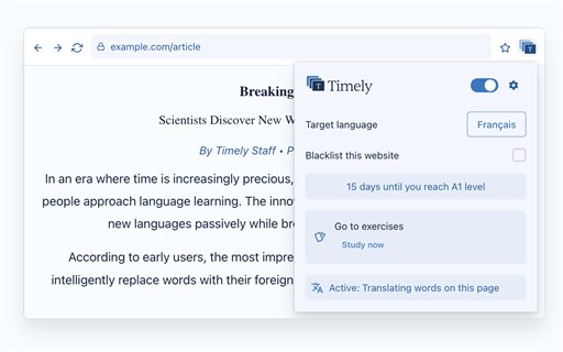 Timely Learning: Learn Languages While Browsing