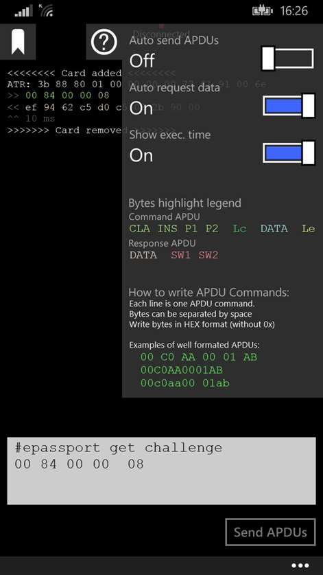 NFC APDU Terminal Screenshots 2