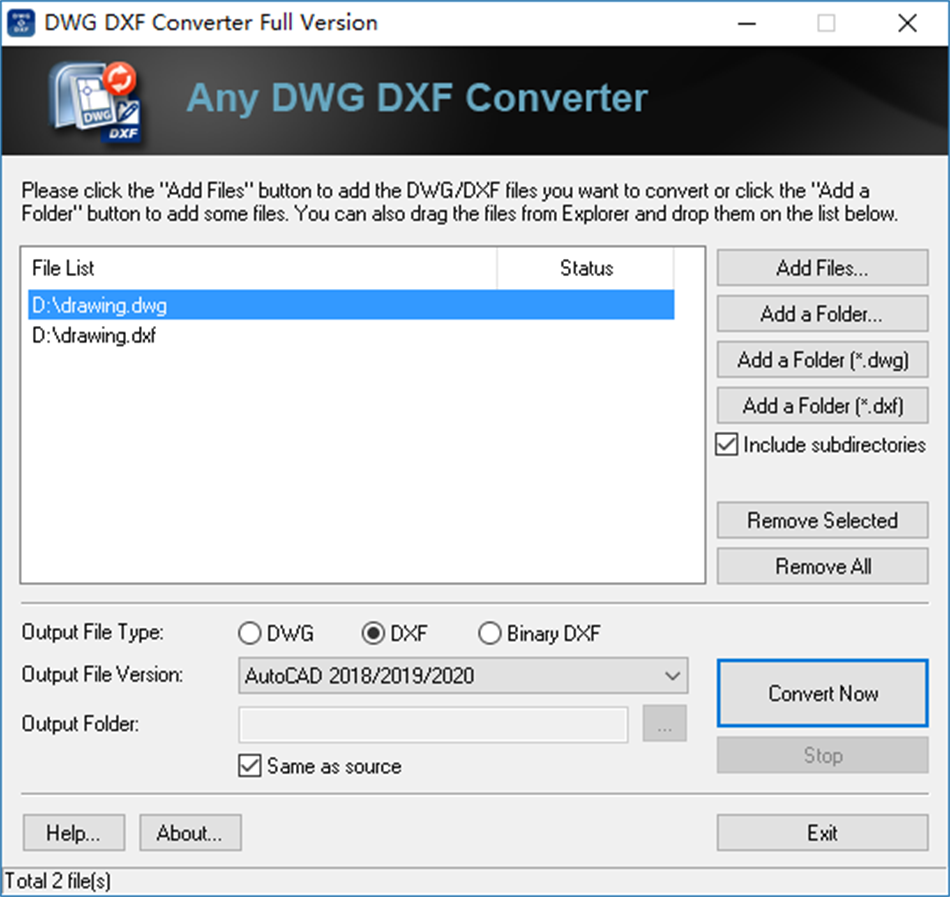 DWG DXF Converter Full Version (Windows) 由: AnyDWG Software