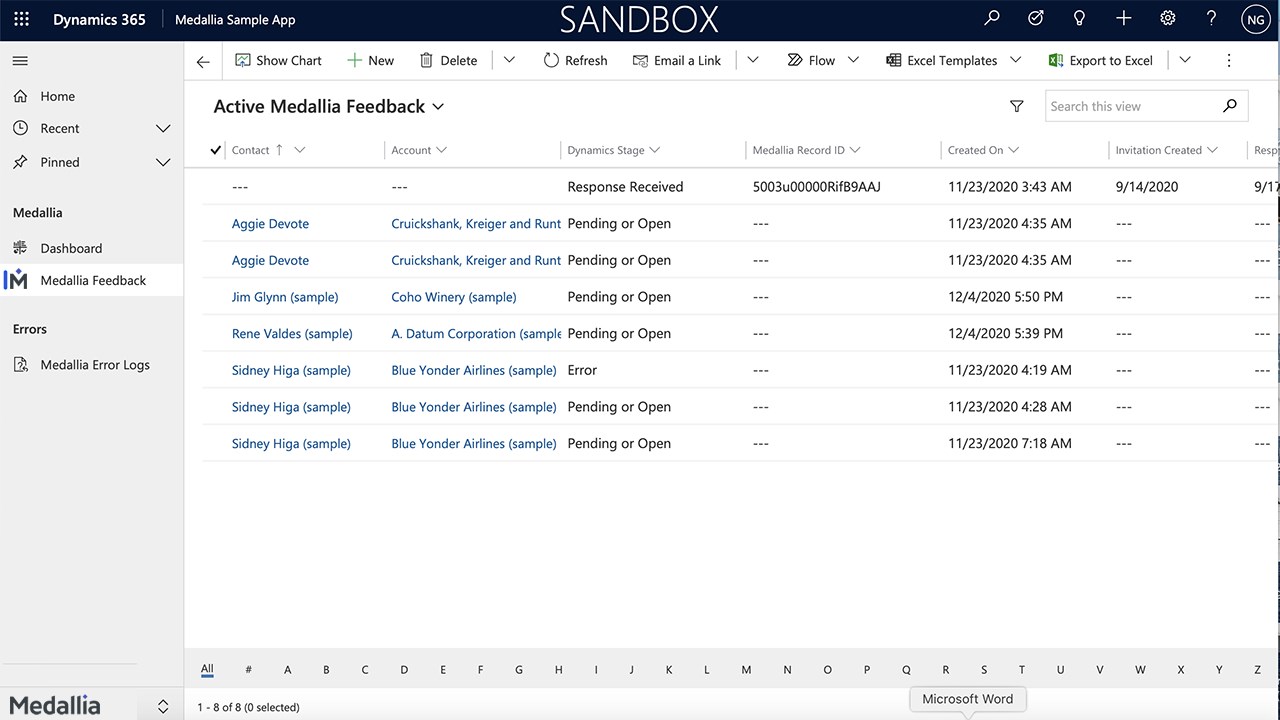 Snapshot 2 of Medallia for Microsoft Dynamics 365