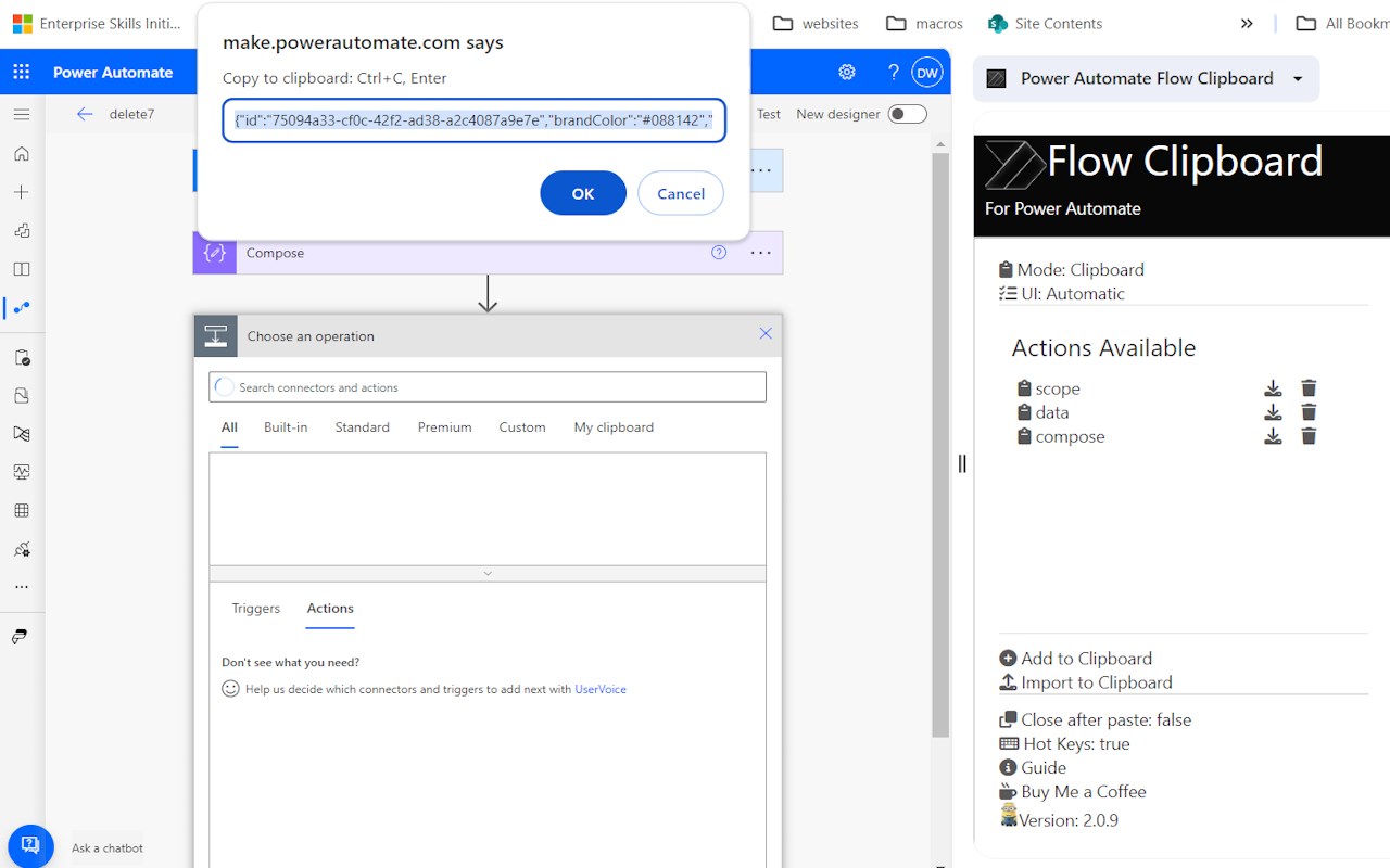 Power Automate Flow Clipboard